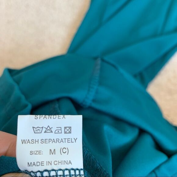 Teal green cutout crisscross choker bodycon dress Sz M - Picture 7 of 12